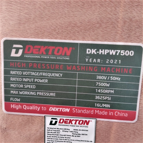 Máy Rửa Xe Công Nghiệp Dekton DK-HPW7500