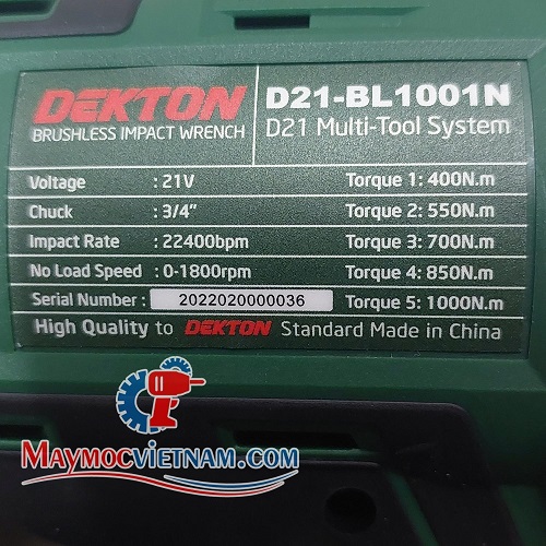 Máy Bắn Bulong Pin Dekton D21-BL1001N