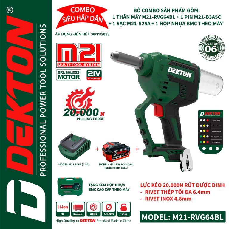 Máy rút rive Dekton M21 – RVG64BL