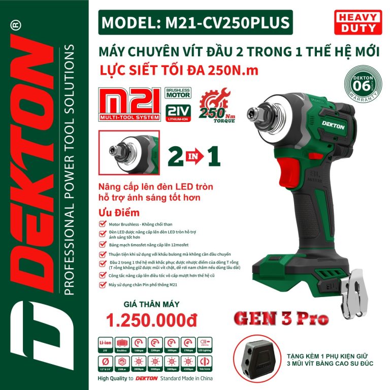 Máy chuyên vít pin Dekton M21-CV250PLUS