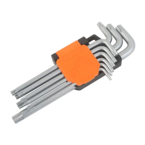 Bộ lục giác đầu hoa thị chữ L loại tiêu chuẩn bằng thép Cr-V (1 bộ = 9 cái) Kendo – 20741
