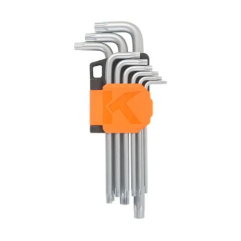 Bộ lục giác đầu hoa thị chữ L loại tiêu chuẩn bằng thép Cr-V (1 bộ = 9 cái) Kendo - 20741