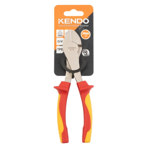 Kìm cắt hạng nặng cách điện 1000V VDE bằng thép Cr-V kích thước 180mm Kendo – 11014